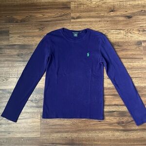 Ralph Lauren Sport Long Sleeve Tee Purple Crewneck Shirt  Green Pony Logo Medium